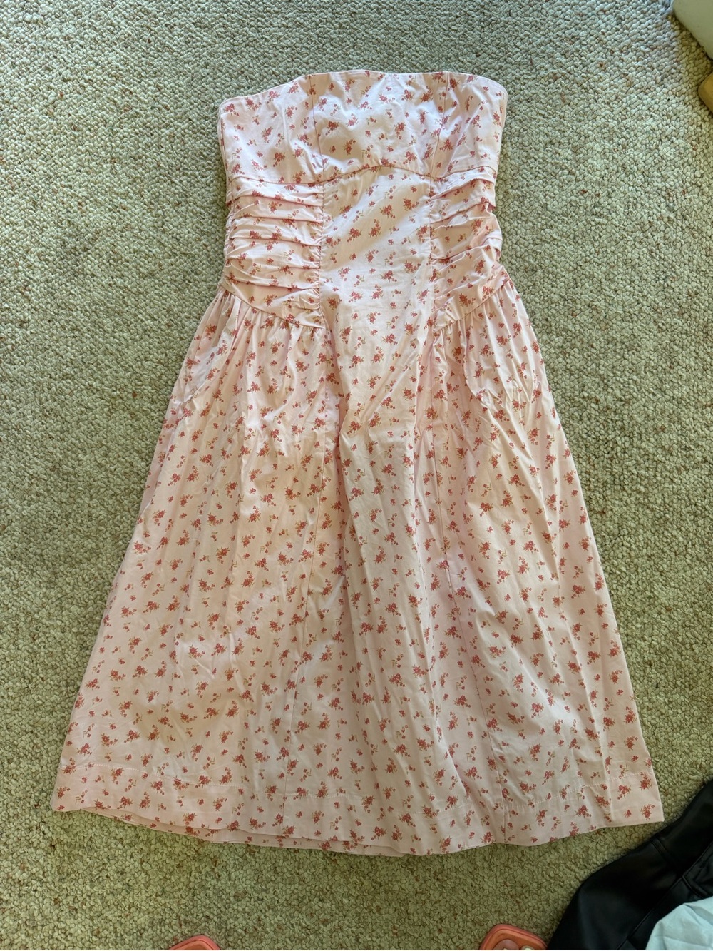 Strapless Pink Floral Dress
